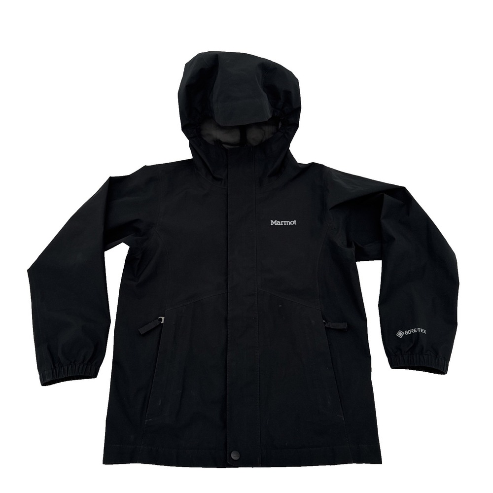 Marmot gore tex kids Rain Jacket‎ Black Size M Waterproof Windproof Hooded